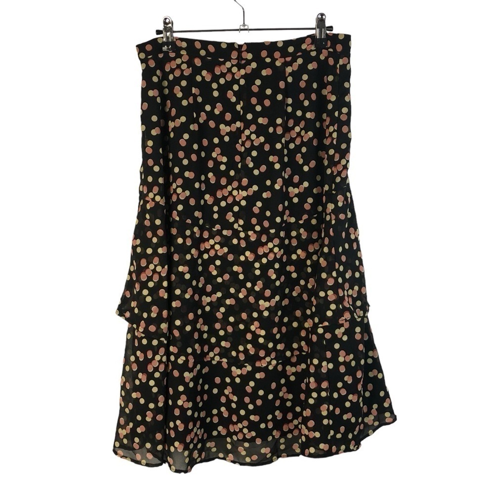 Ann Taylor Black Pink & Cream Polka Dotā Tiered Midi Skirt 4